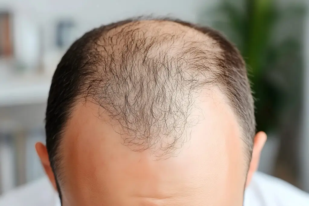 A photo of a man whose hairline is noticeably receding.