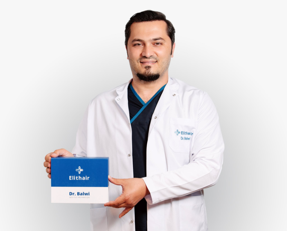 Dr Balwi with the NEO FUE preparation set for a perfect hair transplant