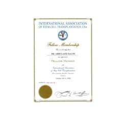 Elithair Certificate for Stem Cell Association