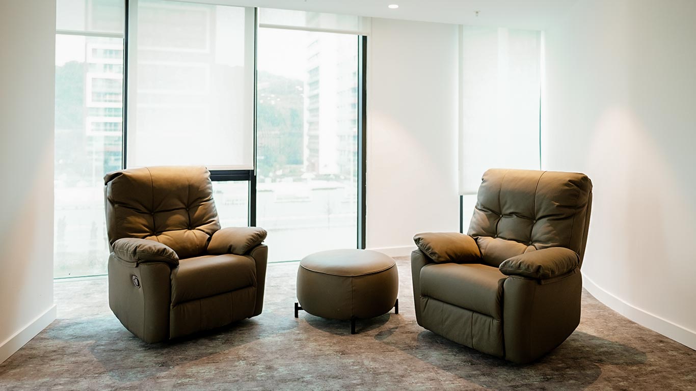 View over elithair clinic's patient relaxation room