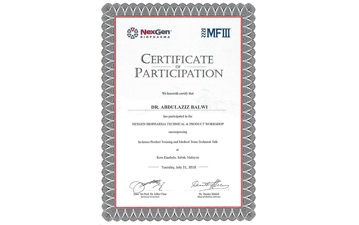 dr balwi certificate of participation MFIII