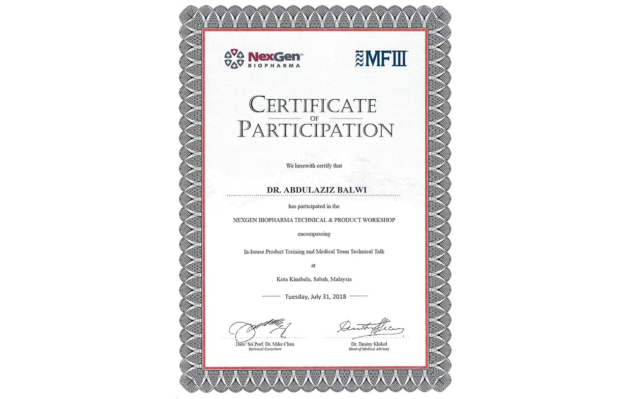 dr balwi certificate of participation MFIII