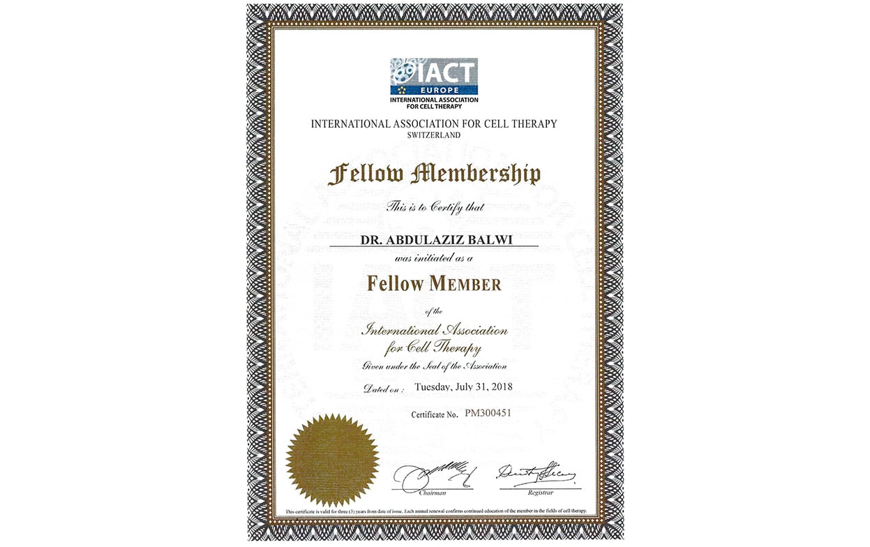 Dr Balwi IACT membership