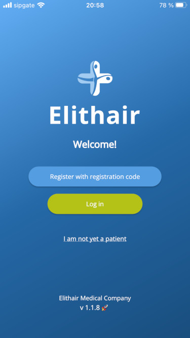 The login screen of the Elithair App