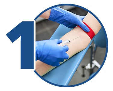 Expert takes a blood sample for the PRP treatment