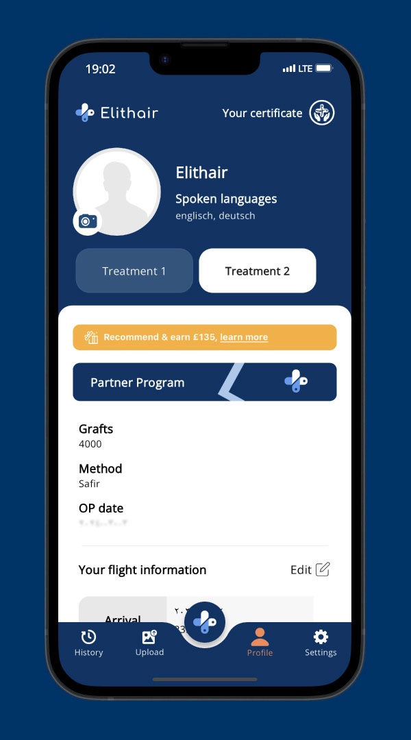 The overview screen of the Elithair app