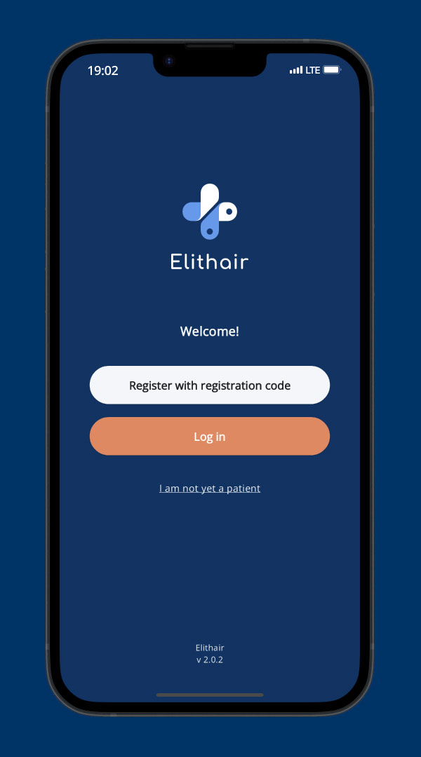 The login screen of the Elithair App