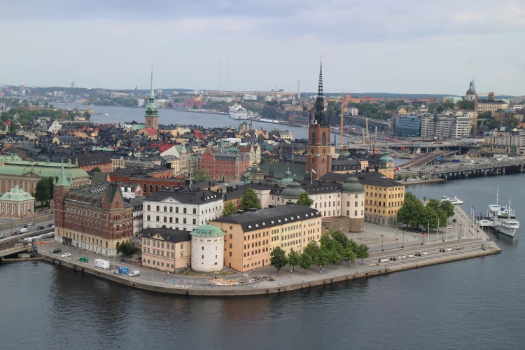 Image showing an areal view of Stockholm's city hall tower