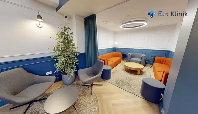 Picture shows the waiting area of the Elithair clinic in Manchester