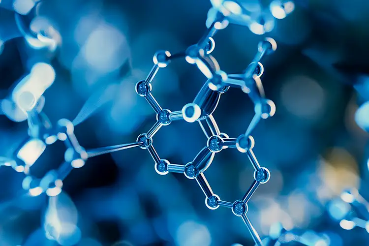 A digital illustration of chemical molecules.