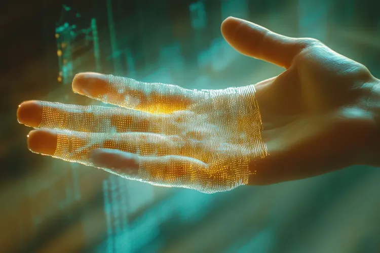 A hand reaches out and is dappled with light.